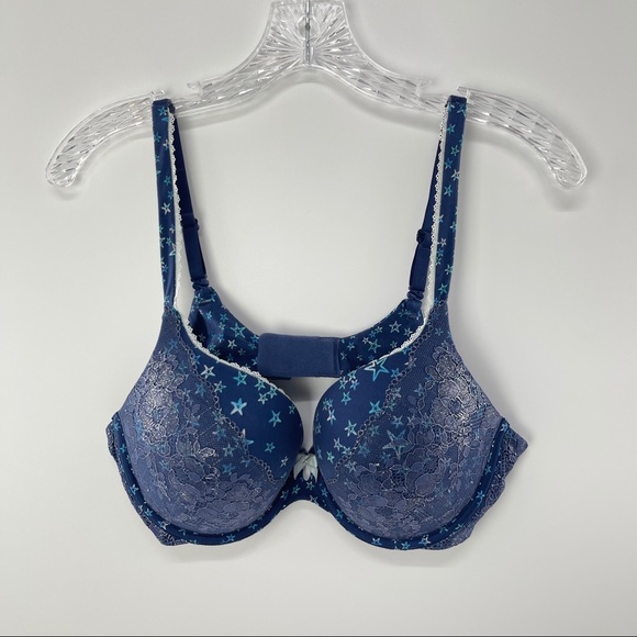 Victoria's Secret Other - Victoria Secret Body By Victoria Perfect Shape Star Lace Trim Navy Bra